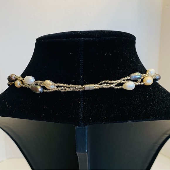 Evergems Pink Multi Strand Pearl Statement Necklace Real Freshwater Pearls - Picture 8 of 15